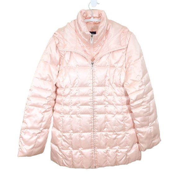 Lands' End Jackets & Blazers - LANDS END Size S Shiny Pink Goose Down Quilted Puffer Hooded Parka Coat